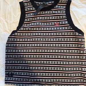 Chrome Hearts Black and Gray Striped Tank Top